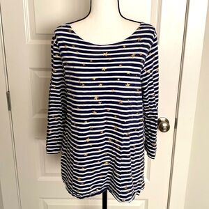 Old Navy| Navy/white striped long sleeve top with gold stars